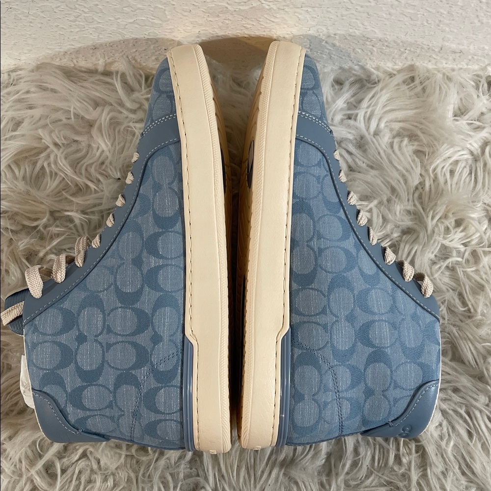 COACH Clip High Top Leather Sneaker Men’s Size 10.5 Cornflower Blue Unisex NEW - Picture 9 of 13